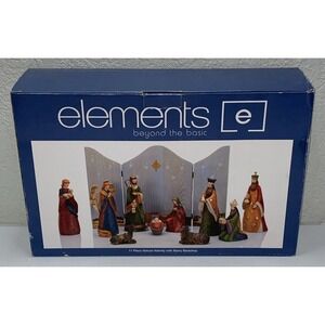 Elements Beyond The Basic 11 Piece Vatican Nativity With Starry Backdrop NEW